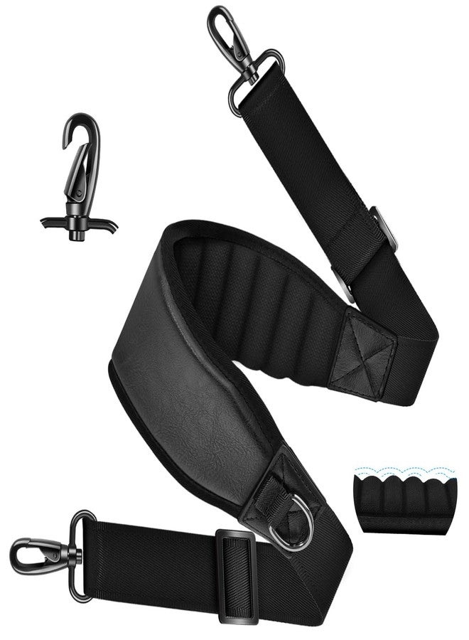 ZINZ 3D Air Cushion Bag Strap 59 inch Adjustable Belt with Fixed Ultra-Thick Padded & Dual Clasps & Swivel Hooks, Breathable and Comfort Strap for Bags，Black - Image 1